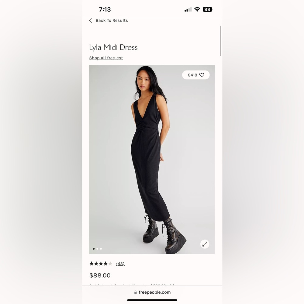 Free people Lyla midi dress.